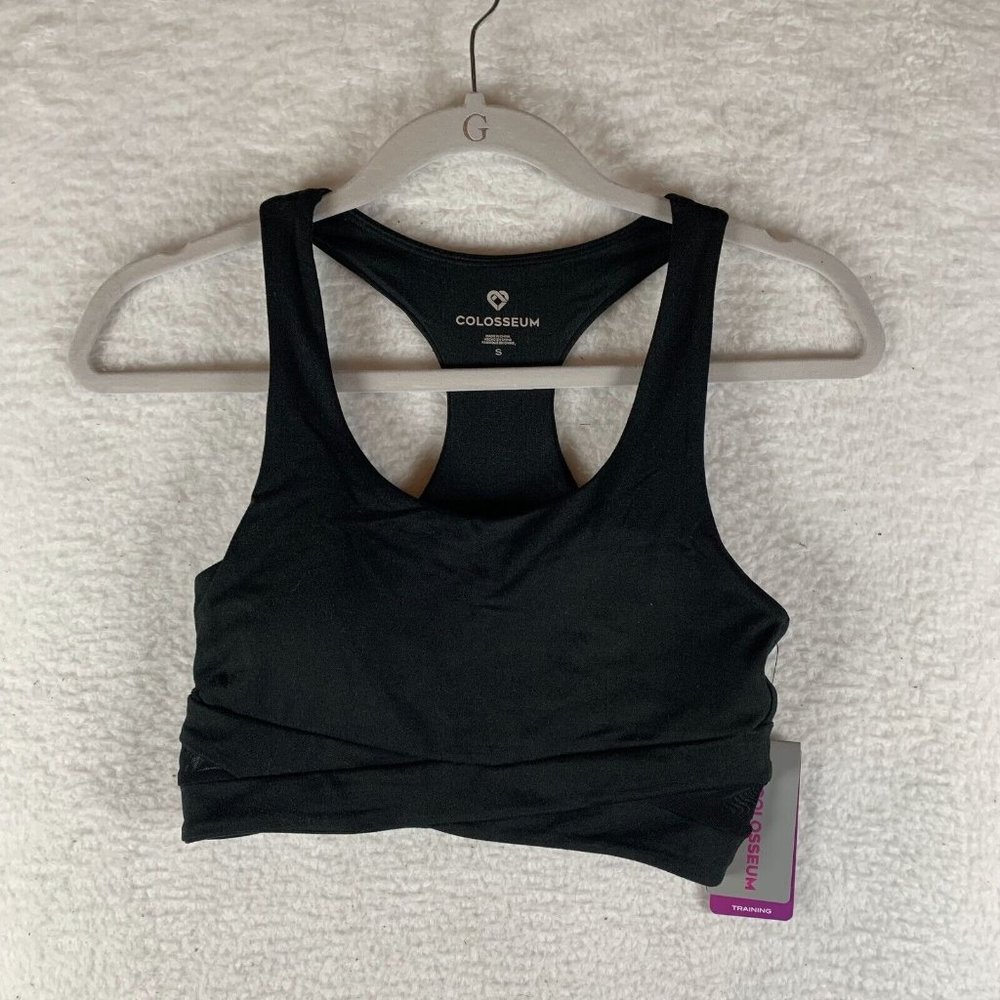 Colosseum Sports Bra Women's Small Black Stretch Racerback Scoop Neck 6853